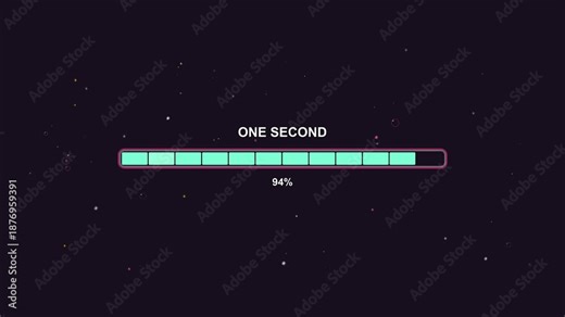 Progress bar animation with bubbles and sparkles for girls and women that shows time in seconds and creates a fun visual effect