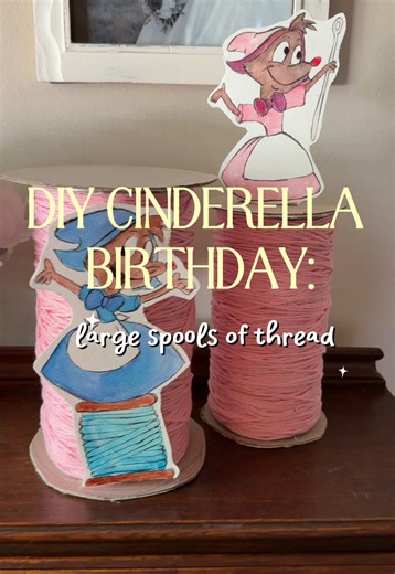 The easiest and fastest DIY I’ve done so far for my daughter’s Cinderella birthday party. Her face lit up seeing a part of her favorite movie come to life! 🪡🧵 These were SO easy, fast, & cheap to make! I may make a few more with varying sizes of “spools” to add as decorations around her party. And of course we had to add some of the mice! #princessbirthday #cinderellabirthday #birthdaydiy #craftymoms #cinderella birthday decorations, toddler girl birthday, forever a princess, diy, craft, birth
