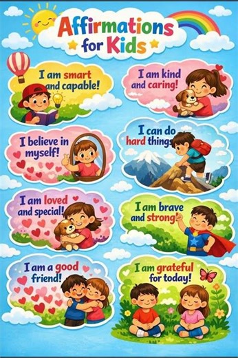 Daily Positive Affirmations for Kids 🌞 | Build Confidence & Happiness