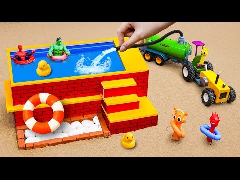DIY science project to build a modern brick swimming pool for a farmer