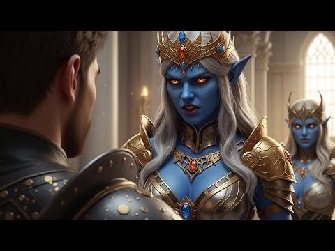 The Alien Blue Queen Faces a Mortal Challenger Beneath the Golden Crowns of the Ancient Hall