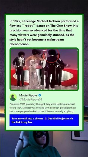 In 1975 a teenage Michael Jackson performed a flawless robot dance on The Cher Show His precision wa