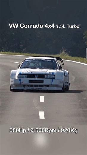 Hillclimb Monsters on Instagram: "• The beautiful VW Corrado R prepared by Minichberger Motorsport and now owned by Tom Strasser went through some major modifications for this 2025 Season, going from a 2.0L Naturally Aspirated Front Wheel Drive setup to now being fitted with 4 Wheel Drive transmission, and most importantly, with a 1500cc engine built from the junction of a EA888 (TFSi) block with a Suzuki Hayabusa engine head, all this with a added Turbo, for a mighty impressive 580+Hp/9.500Rpm