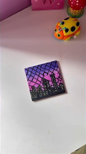 Mini canvas Painting Ideas…..🎨💜/City Light Painting/Acrylic painting#shorts #shortsfeed