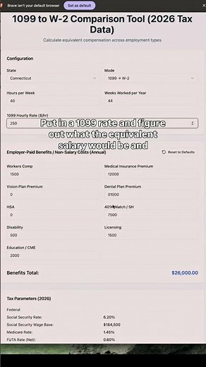 How to figure out the equivalence between 1099 and W2 employees