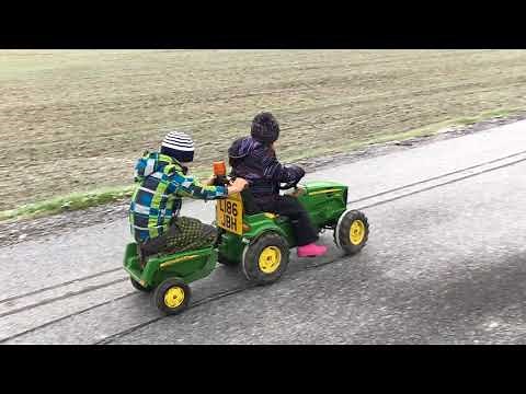 Rescue team with tractor (video for kids with Rolly Toys - John Deere 7930)