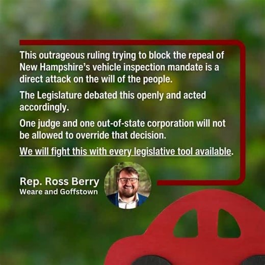 Lily Tang Williams on Instagram: "This court ruling is disappointing. Granite Staters already are paying for high heating cost, property tax and everything else. We don’t need another mandatory spending on car inspections that put financial strain on people’s budgets. NH has the largest citizen Legislature with 400 State Reps, 24 Senators without pay. They are elected by the Granite Staters. One judge and an out-of-state corporation are not going to stop the will of the people. I hope our state