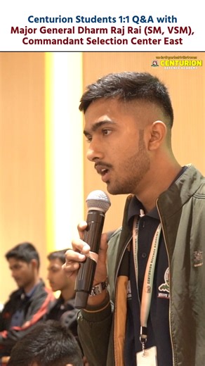 Centurion Defence Academy on Instagram: "Centurion students asked questions from Major General Dharm Raj Rai (SM, VSM), Commandant Selection Centre East. Aspirants from a civilian background can clear NDA and SSB by developing strong fundamentals like responsibility at home, academic discipline, and active participation in sports. SSB is not about perfection but about nurturing leadership, sincerity, and officer-like qualities through daily conduct. Taking initiative early and leading by example