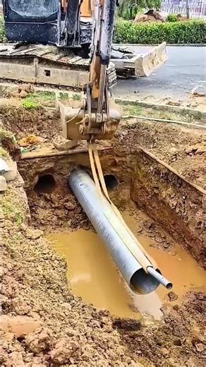 Steel Pipe jacking technique underground using excavators #shorts #amazing