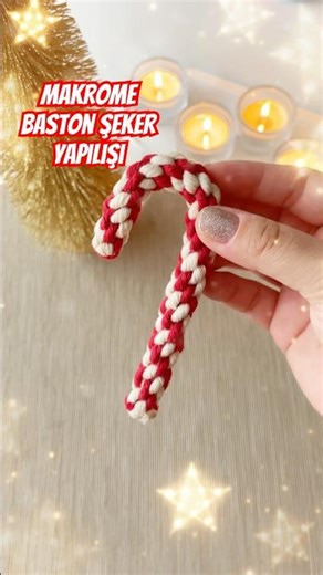 Macrame candy cane tutorial 🎄 #macrame #makrome #diy #handmade #fyp #christmas #christmasornaments