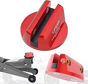 DEDC Universal Aluminum Grooved Magnetic Jack Pad 2 Pcs, Jacking Puck Pinch Weld Frame Rail Adapter with 2 Reminder Streamers, Oil Change Mush Haves, Mechanic Tools in Garage, Gifts for Mechanics