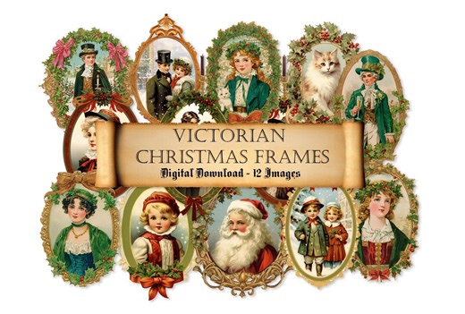 Victorian Christmas Frames Clipart, Antique Style PNG Set (digital Download) - Etsy