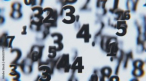 Numbers animated background. Numbers abstract 3D motion at the paper background, flying numbers from 0 to 9, big and small numbers. Abstract gray seamless background Stock Video