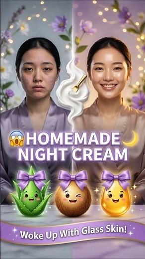 Homemade Night Cream That Actually Works!5 Natural Ingredients Only! 😱✅#NightCream #HomemadeBeauty