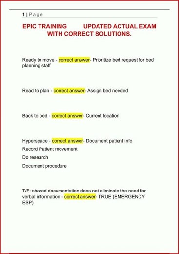 Epic Training Updated Actual Exam With Correct Solutions1215 video