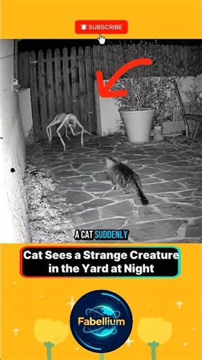 Cat Sees a Strange Creature in the Yard at Night — Creepy Moment! 😱👀 #cat #alien #shorts #fyp #viral
