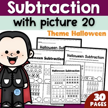 Subtraction With Picture to 20 theme Halloween | Additon (Sums to 20)