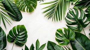 Exploring a tropical leaf arrangement on a neutral background for home decor inspiration