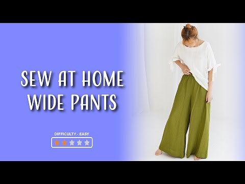 How to sew palazzo pants with elastic wais, sewing tutorial for beginners + sewing pattern