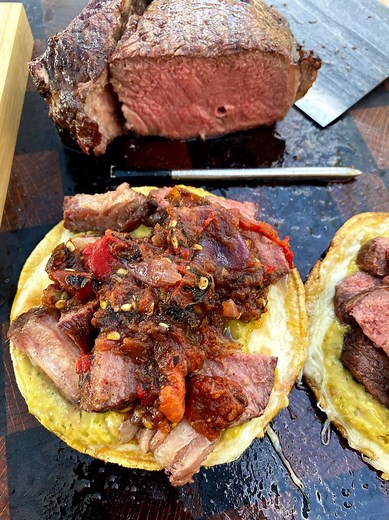 664K views · 55K reactions | Grilled Ribeye volcanes with fire roasted salsa | Miguels cookingwithfire | Facebook