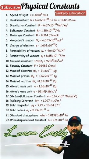 Value of Constants #physics #jeemains #neet #chemistry #allconstants