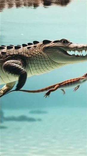 Crocodile Swimming with a Gecko! A Strange Wildlife Encounter 🐊🦎