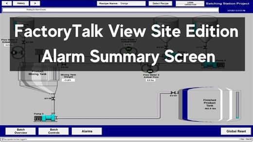 FactoryTalk View Studio Site Edition Alarm Summary Screen | Batching PLC Day 40