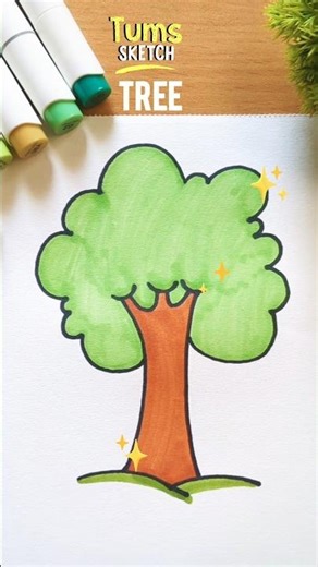 Simple Tree Drawing - Draw for Kids #art #drawing #kids #tree #shorts #viral #sketch