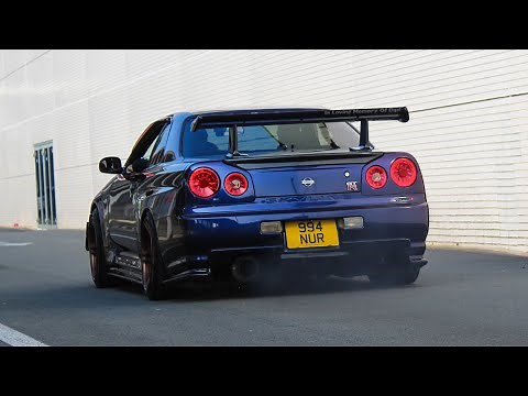 Nissan Skyline R34 Sound Compilation | Slides , Flames , Accelerations , ...