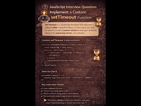 JavaScript Interview Question | Implement Custom setTimeout 🚀