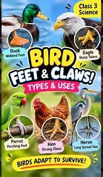 Types of Bird Feet Explained 🐦 | Class 3 Science | CBSE Science#Class3Science #CBSEClass3 #Birds
