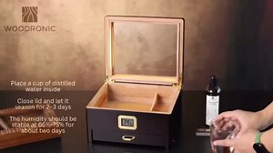 Woodronic Cigar Humidor for 50 Counts with Digital Hygrometer, Crystal Gel Humidifier & Humidor Solution, Spanish Cedar Lined and Divider, Desktop Cigar Box Gift for Men