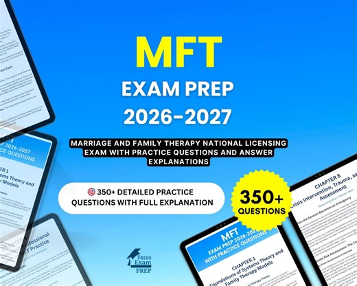 MFT Exam Prep 2026-2027 - Marriage and Family Therapy National Licensing California Exam With Practice Questions and Answer Explanations - Etsy UK