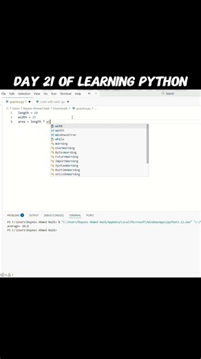 Calculate and print the area of a rectangle in #python #learnpython #code
