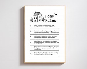 Simple Home Rules Poster | Home Rules Checklist | Hotel Rules Regulations | Editable Canva Template | House Rules Airbnb | Home Rules List - Etsy