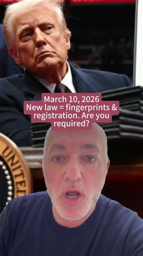 New law = fingerprints & registration. Are you required? ⸻ A major change in immigration law just went into effect on April 11, 2025 — and it could impact millions of undocumented immigrants and temporary visa holders. Under a new federal regulation signed by President Trump, many noncitizens in the U.S. are now legally required to register with USCIS and, in most cases, provide fingerprints. This includes people who: • Entered without inspection • Have been in the U.S. more than 30 days • Were 