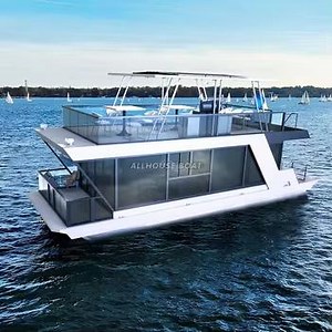 [Hot Item] Luxury Floating Hotel Prefab Houses Customized Floating Resort Houseboat with Rooms