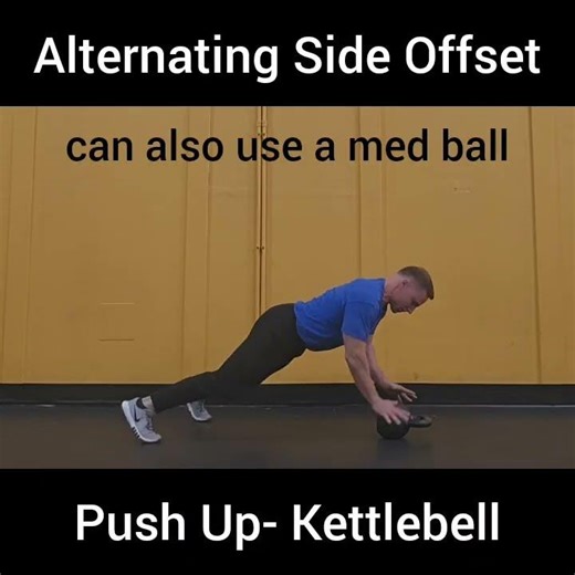 Alternating Side Offset Push Up- KB or Med Ball