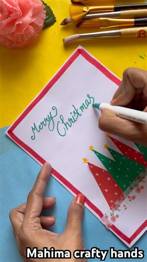 Easy greeting card for Christmas ❤️ #art #diy #card #greetingcard #shorts
