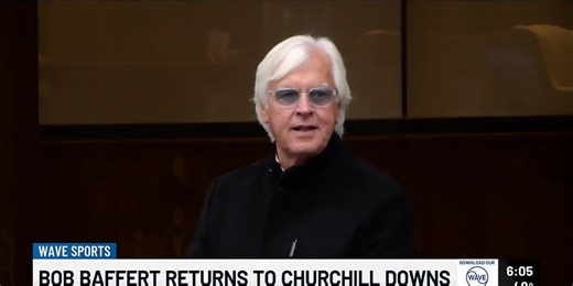 Famed horse trainer Bob Baffert returns to Churchill Downs winning first race back