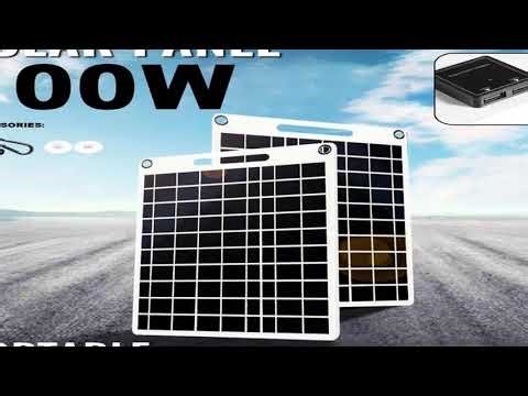 #100W Solar Charger with Dual USB Ports, Waterproof & Portable Solar Panel for Outdoor Camping, Hik