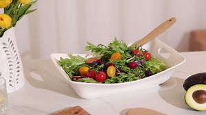 LEHAHA Large Serving Bowls with Handles, Set of 2 White Porcelain Bowl Set, Durable Ceramic Salad Bowls, 2 Quarts Rectangular Serving Platter for Turkey, Fruit Salad Serving Dishes for Entertaining