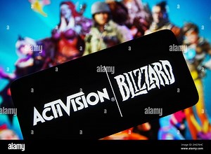 In this photo illustration, Activision Blizzard logo of a video game company is seen on a smartphone screen. (Photo by Pavlo Gonchar / SOPA Images/Sipa USA Stock Photo - Alamy
