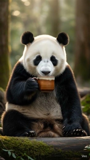 cute panda drinking a coffee ☕ #trending #panda #coffee #shorts #ai #animation