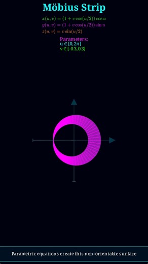Möbius Strip 3D Parametrization: Visualizing x(u, v), y(u, v), z(u, v) #maths #math #mathtok