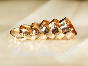 14k Gold Filled Hammered Ring, Classic Cigar Band (3-8mm) - Etsy