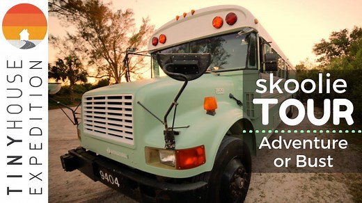 Couple’s charming minimalist school bus conversion for $24,000