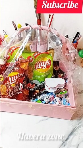 "Snack Gift Basket Idea | Creative Hamper Packing | Easy Gift Wrapping"#snacks #gift #basket #hamper