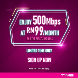 Get more bandwidth to power up your home for work and play with 500Mbps at RM99! | Time Internet