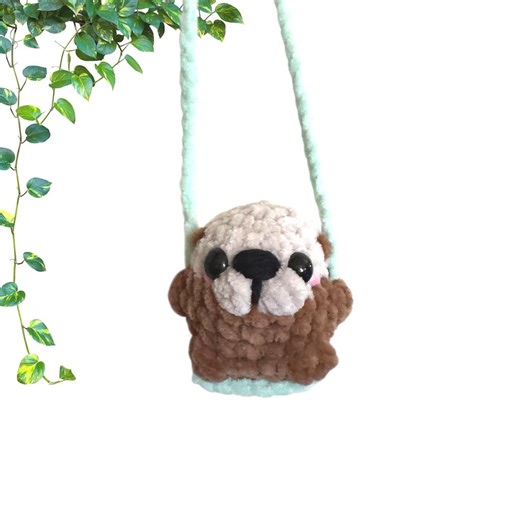 Crochet Otter Car Charm, Amigurumi Rearview Mirror Decor, Handmade Plush Ornament - Etsy